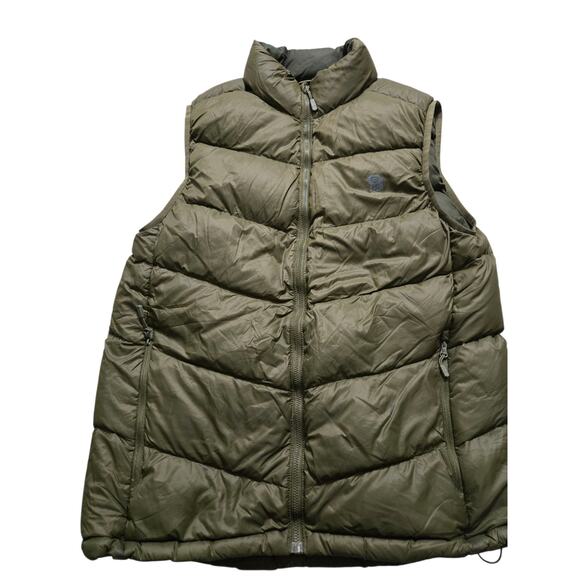 Mens Mountain Hardwear Green Down Vest Zipper Pockets Medium Olive/Green EUC - Picture 2 of 14